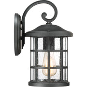 Quoizel Crusade 8in 1-Light Outdoor Wall Lantern | Craftsman Earth Black and Clear Seedy Glass | Entryway & Porch | Model CSE8408EK
