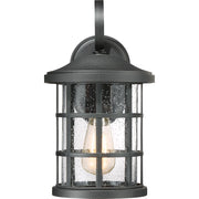 Quoizel Crusade 8in 1-Light Outdoor Wall Lantern | Craftsman Earth Black and Clear Seedy Glass | Entryway & Porch | Model CSE8408EK