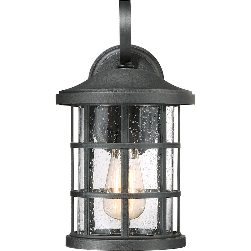 Quoizel Crusade 8in 1-Light Outdoor Wall Lantern | Craftsman Earth Black and Clear Seedy Glass | Entryway & Porch | Model CSE8408EK