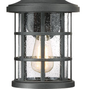 Quoizel Crusade 8in 1-Light Outdoor Wall Lantern | Craftsman Earth Black and Clear Seedy Glass | Entryway & Porch | Model CSE8408EK