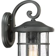 Quoizel Crusade 8in 1-Light Outdoor Wall Lantern | Craftsman Earth Black and Clear Seedy Glass | Entryway & Porch | Model CSE8408EK