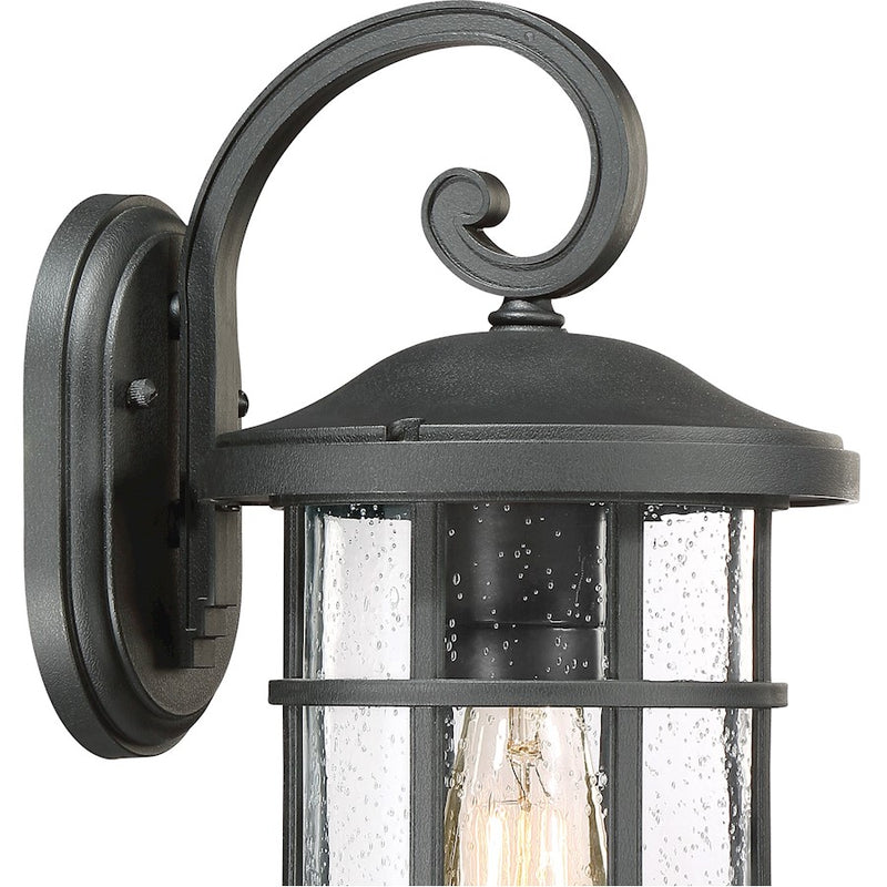 Quoizel Crusade 8in 1-Light Outdoor Wall Lantern | Craftsman Earth Black and Clear Seedy Glass | Entryway & Porch | Model CSE8408EK