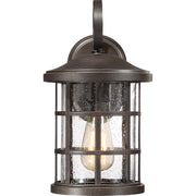 Quoizel Crusade 8in 1-Light Outdoor Wall Lantern | Craftsman Palladian Bronze and Clear Seedy Glass | Entryway & Porch | Model CSE8408PN