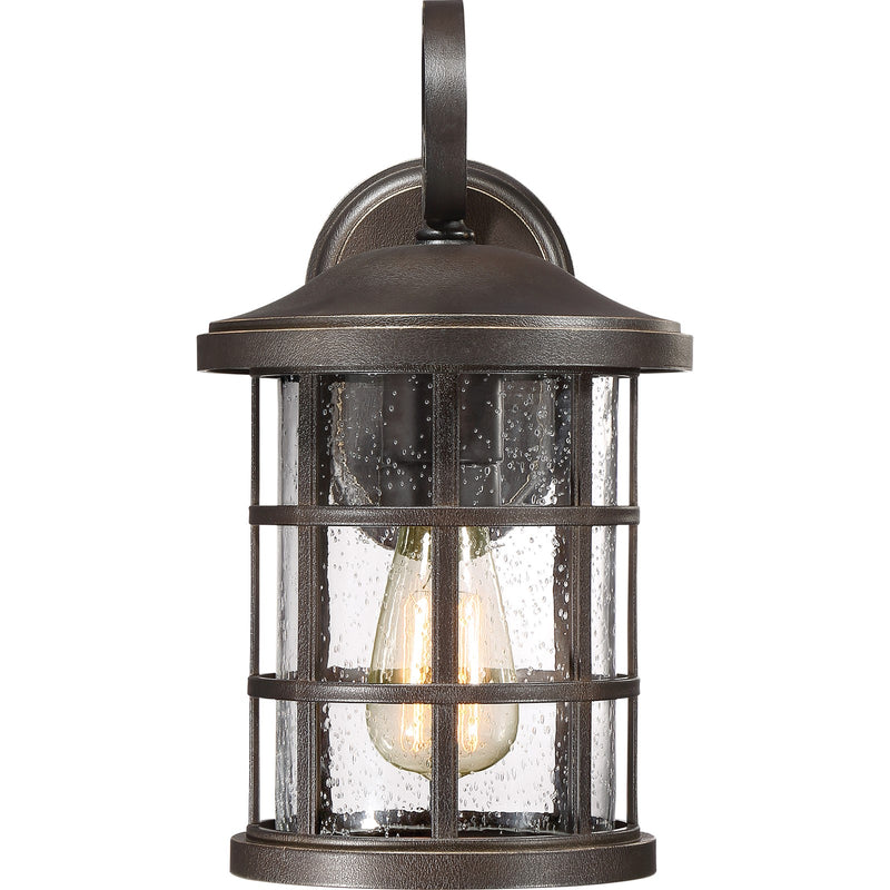 Quoizel Crusade 8in 1-Light Outdoor Wall Lantern | Craftsman Palladian Bronze and Clear Seedy Glass | Entryway & Porch | Model CSE8408PN