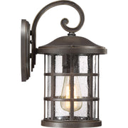 Quoizel Crusade 8in 1-Light Outdoor Wall Lantern | Craftsman Palladian Bronze and Clear Seedy Glass | Entryway & Porch | Model CSE8408PN