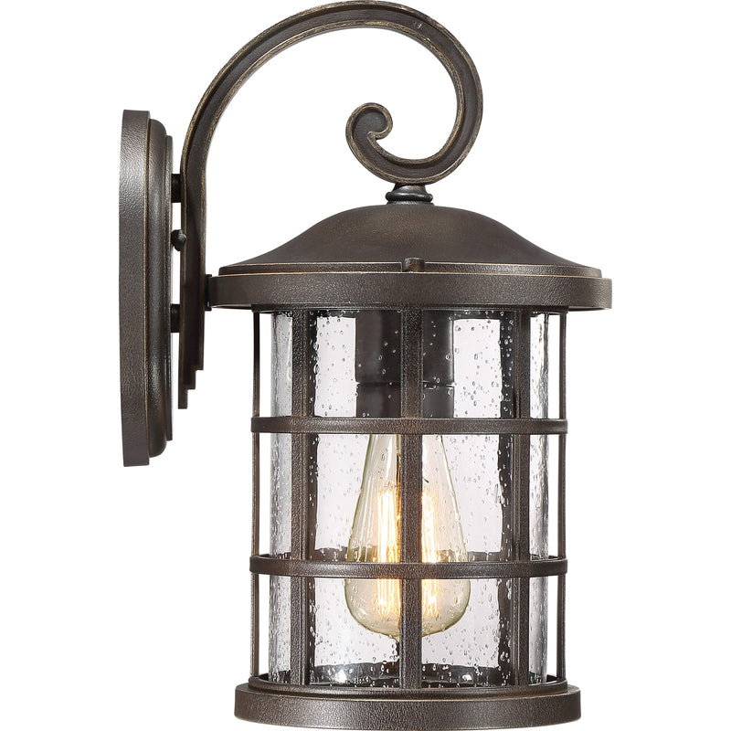 Quoizel Crusade 8in 1-Light Outdoor Wall Lantern | Craftsman Palladian Bronze and Clear Seedy Glass | Entryway & Porch | Model CSE8408PN