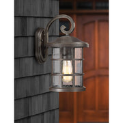 Quoizel Crusade 8in 1-Light Outdoor Wall Lantern | Craftsman Palladian Bronze and Clear Seedy Glass | Entryway & Porch | Model CSE8408PN