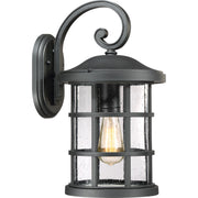 Quoizel Crusade 10in 1-Light Outdoor Wall Lantern | Craftsman Earth Black and Clear Seedy Glass | Entryway & Porch | Model CSE8410EK