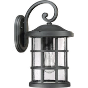 Quoizel Crusade 10in 1-Light Outdoor Wall Lantern | Craftsman Earth Black and Clear Seedy Glass | Entryway & Porch | Model CSE8410EK
