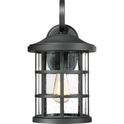 Quoizel Crusade 10in 1-Light Outdoor Wall Lantern | Craftsman Earth Black and Clear Seedy Glass | Entryway & Porch | Model CSE8410EK