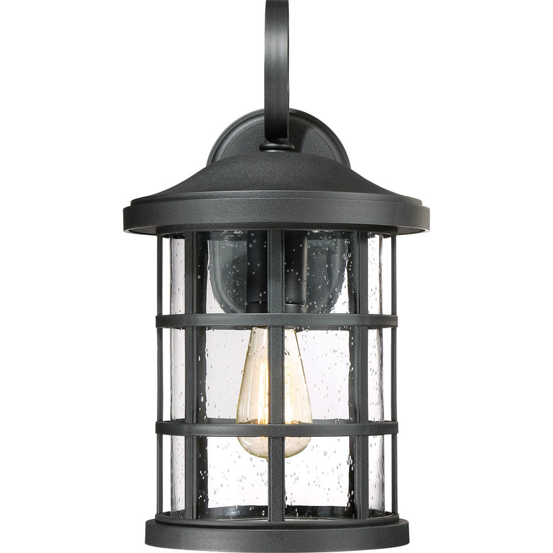 Quoizel Crusade 10in 1-Light Outdoor Wall Lantern | Craftsman Earth Black and Clear Seedy Glass | Entryway & Porch | Model CSE8410EK