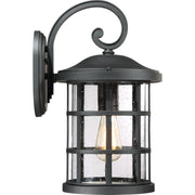 Quoizel Crusade 10in 1-Light Outdoor Wall Lantern | Craftsman Earth Black and Clear Seedy Glass | Entryway & Porch | Model CSE8410EK