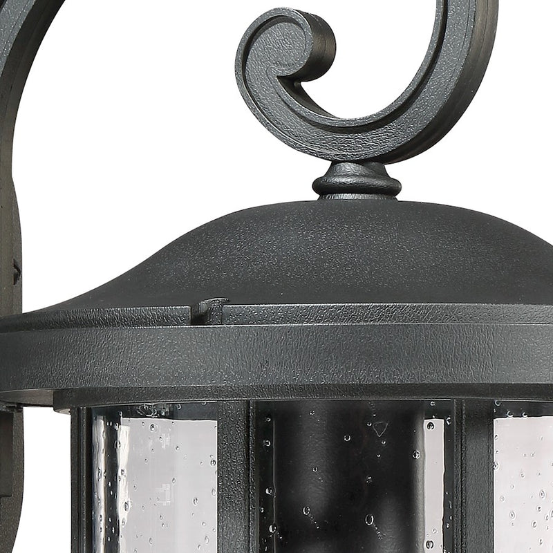 Quoizel Crusade 10in 1-Light Outdoor Wall Lantern | Craftsman Earth Black and Clear Seedy Glass | Entryway & Porch | Model CSE8410EK