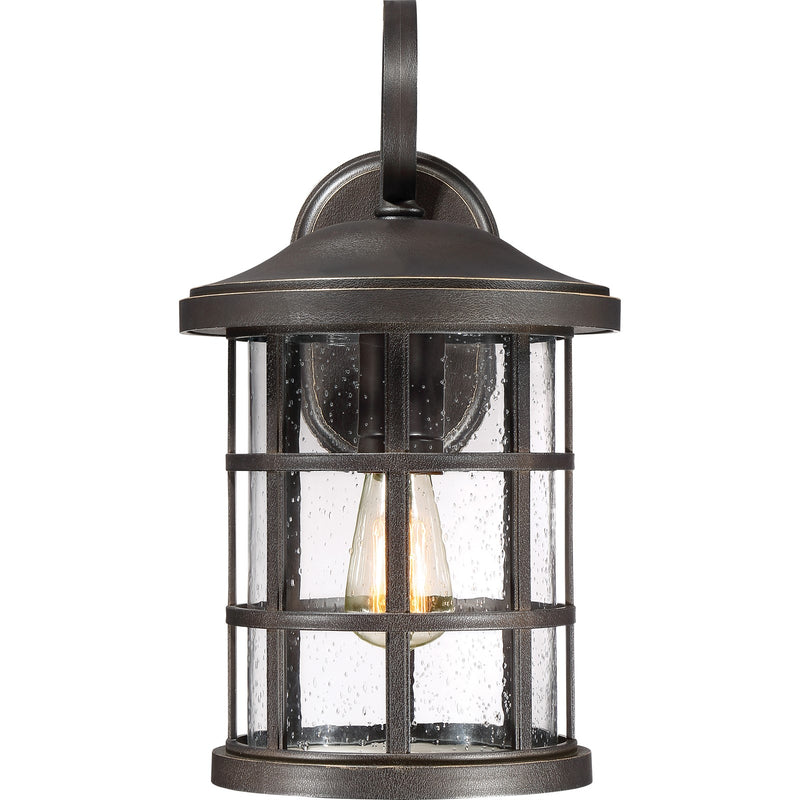 Quoizel Crusade 10in 1-Light Outdoor Wall Lantern | Craftsman Palladian Bronze and Clear Seedy Glass | Entryway & Porch | Model CSE8410PN
