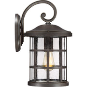 Quoizel Crusade 10in 1-Light Outdoor Wall Lantern | Craftsman Palladian Bronze and Clear Seedy Glass | Entryway & Porch | Model CSE8410PN