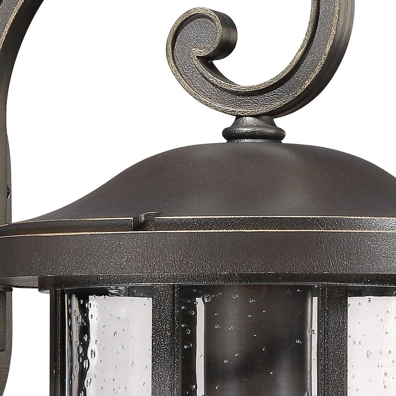 Quoizel Crusade 10in 1-Light Outdoor Wall Lantern | Craftsman Palladian Bronze and Clear Seedy Glass | Entryway & Porch | Model CSE8410PN