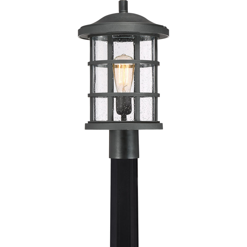 Quoizel Crusade 10in 1-Light Outdoor Wall Lantern | Craftsman Earth Black and Clear Seedy Glass | Entryway & Porch | Model CSE9010EK