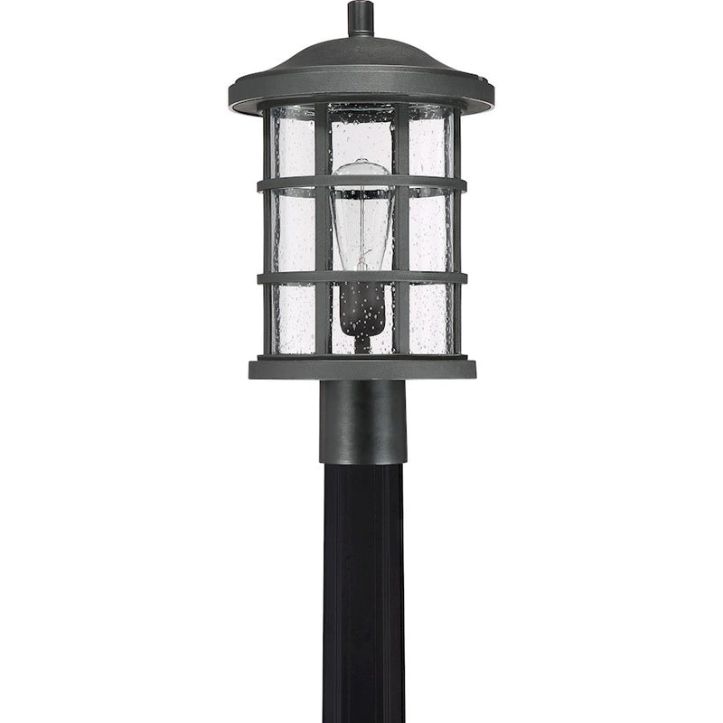 Quoizel Crusade 10in 1-Light Outdoor Wall Lantern | Craftsman Earth Black and Clear Seedy Glass | Entryway & Porch | Model CSE9010EK