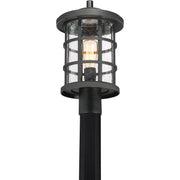 Quoizel Crusade 10in 1-Light Outdoor Wall Lantern | Craftsman Earth Black and Clear Seedy Glass | Entryway & Porch | Model CSE9010EK
