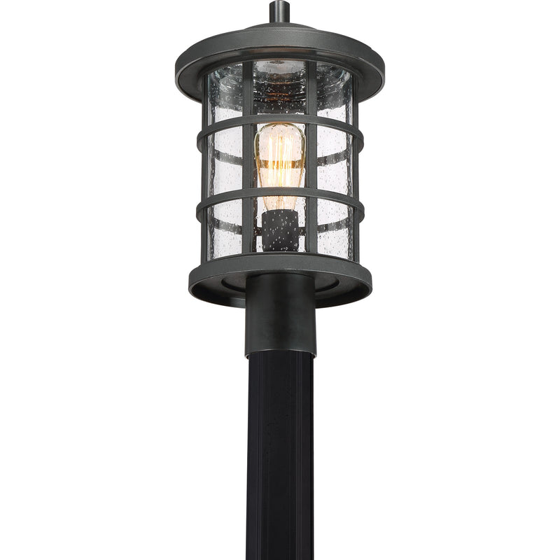 Quoizel Crusade 10in 1-Light Outdoor Wall Lantern | Craftsman Earth Black and Clear Seedy Glass | Entryway & Porch | Model CSE9010EK