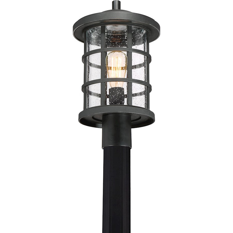 Quoizel Crusade 10in 1-Light Outdoor Wall Lantern | Craftsman Earth Black and Clear Seedy Glass | Entryway & Porch | Model CSE9010EK