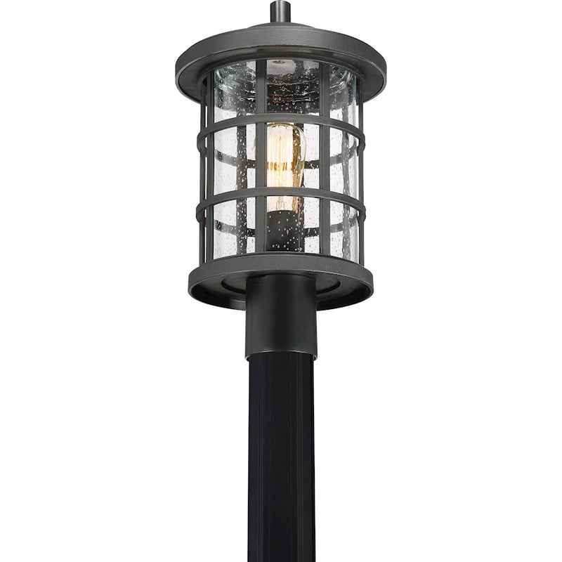 Quoizel Crusade 10in 1-Light Outdoor Wall Lantern | Craftsman Earth Black and Clear Seedy Glass | Entryway & Porch | Model CSE9010EK
