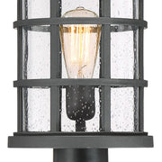 Quoizel Crusade 10in 1-Light Outdoor Wall Lantern | Craftsman Earth Black and Clear Seedy Glass | Entryway & Porch | Model CSE9010EK