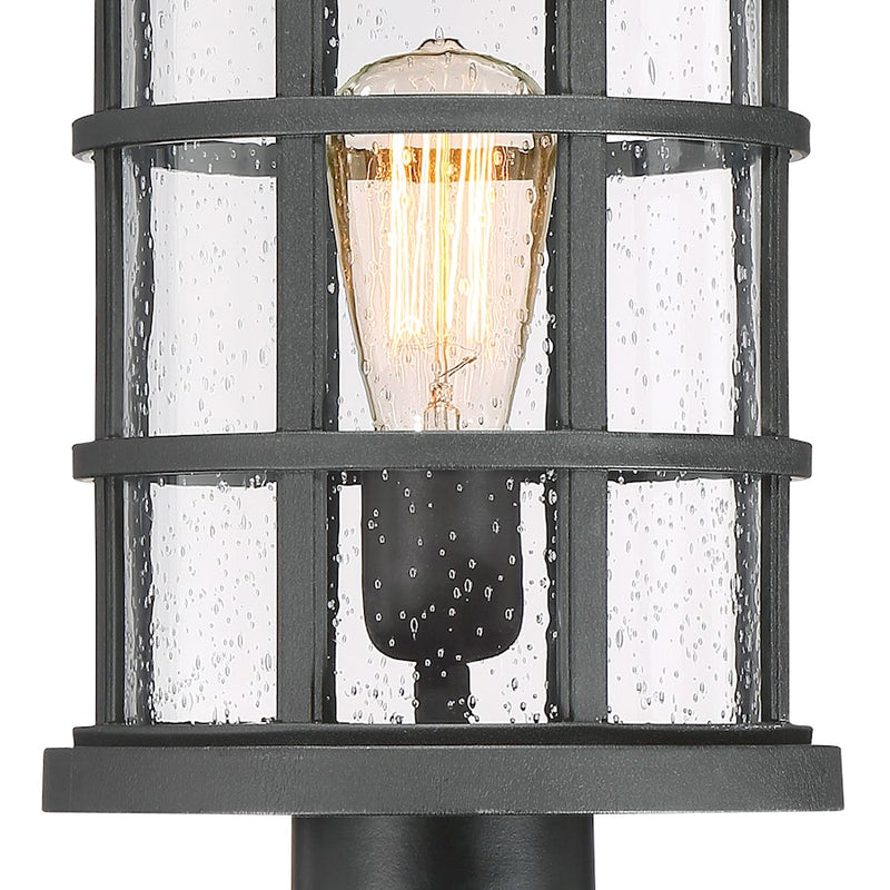 Quoizel Crusade 10in 1-Light Outdoor Wall Lantern | Craftsman Earth Black and Clear Seedy Glass | Entryway & Porch | Model CSE9010EK