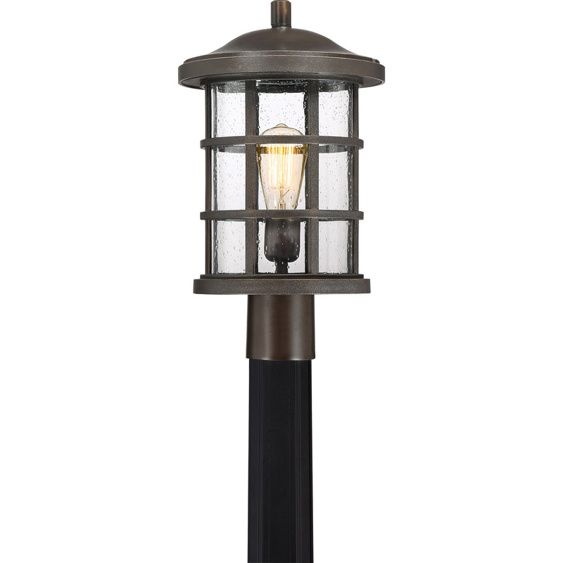 Quoizel Crusade 10in 1-Light Outdoor Wall Lantern | Craftsman Palladian Bronze and Clear Seedy Glass | Entryway & Porch | Model CSE9010PN