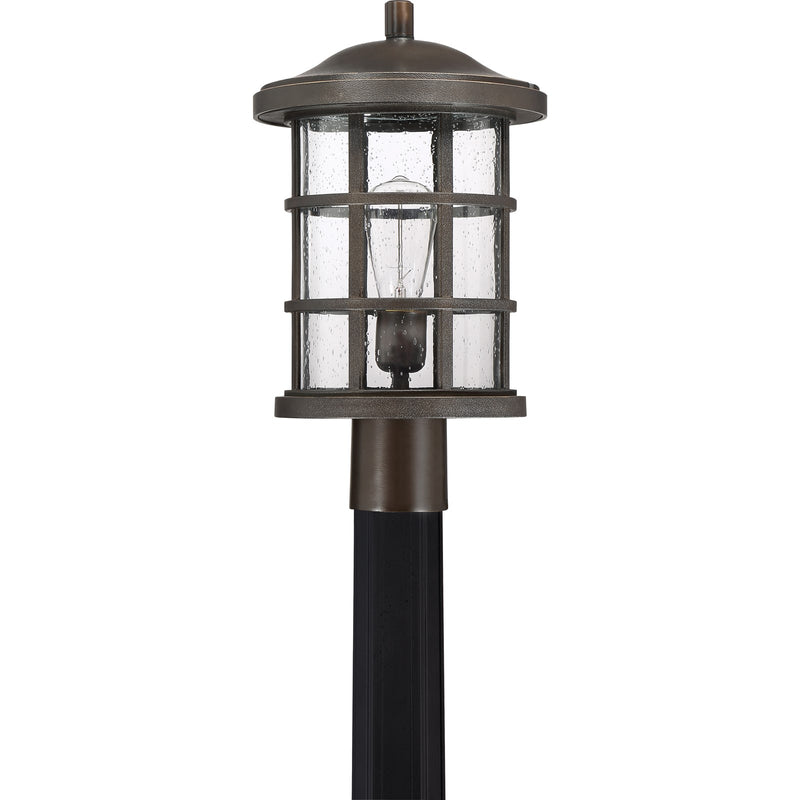 Quoizel Crusade 10in 1-Light Outdoor Wall Lantern | Craftsman Palladian Bronze and Clear Seedy Glass | Entryway & Porch | Model CSE9010PN