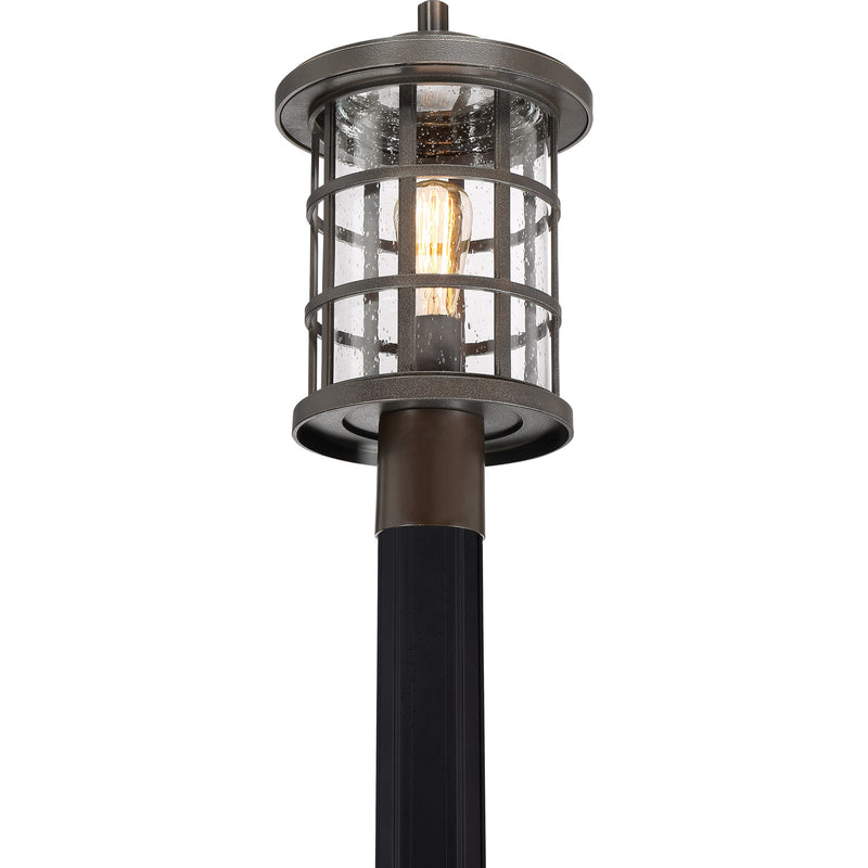 Quoizel Crusade 10in 1-Light Outdoor Wall Lantern | Craftsman Palladian Bronze and Clear Seedy Glass | Entryway & Porch | Model CSE9010PN