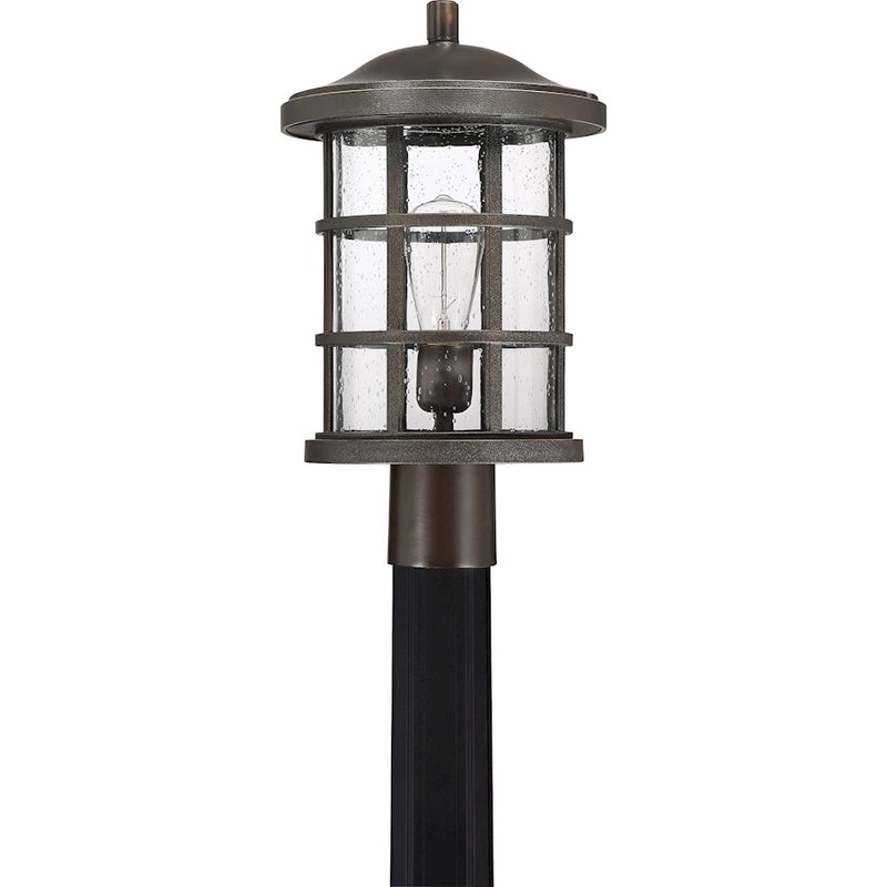 Quoizel Crusade 10in 1-Light Outdoor Wall Lantern | Craftsman Palladian Bronze and Clear Seedy Glass | Entryway & Porch | Model CSE9010PN