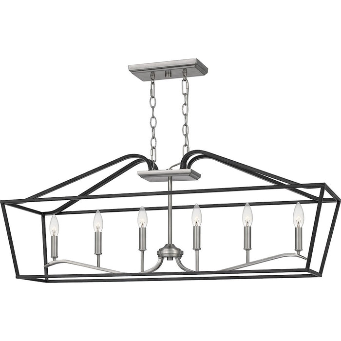 Quoizel Catalina Linear 6 Light Chandelier, Matte Black/Nickel Metal