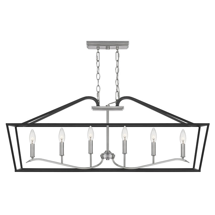 Quoizel Catalina Linear 6 Light Chandelier, Matte Black/Nickel Metal