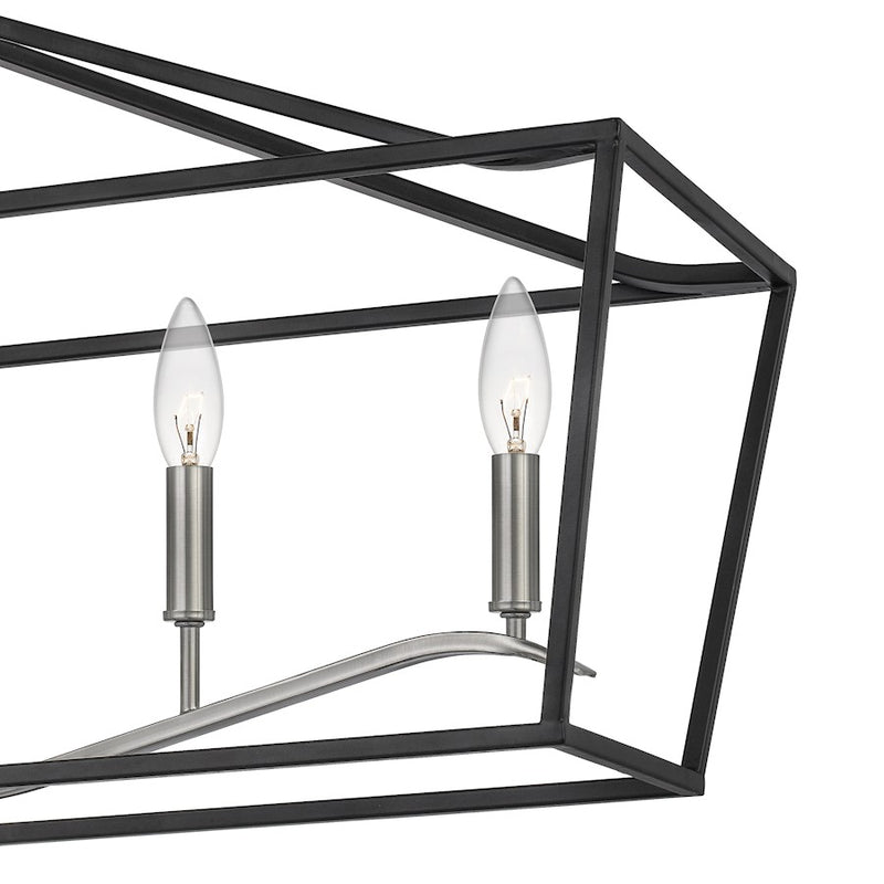Quoizel Catalina Linear 6 Light Chandelier, Matte Black/Nickel Metal