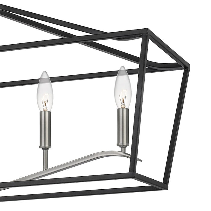 Quoizel Catalina Linear 6 Light Chandelier, Matte Black/Nickel Metal