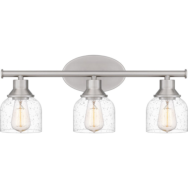 Quoizel Caverly 3 Light Bath Light, Clear Seedy
