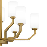 Quoizel Cavalier 34in 9-Light Chandelier | Modern Aged Brass and Opal Glass | Kitchen Island & Dining Room | 34.5 x 34.5 x 22 in | Model CVR5034AB