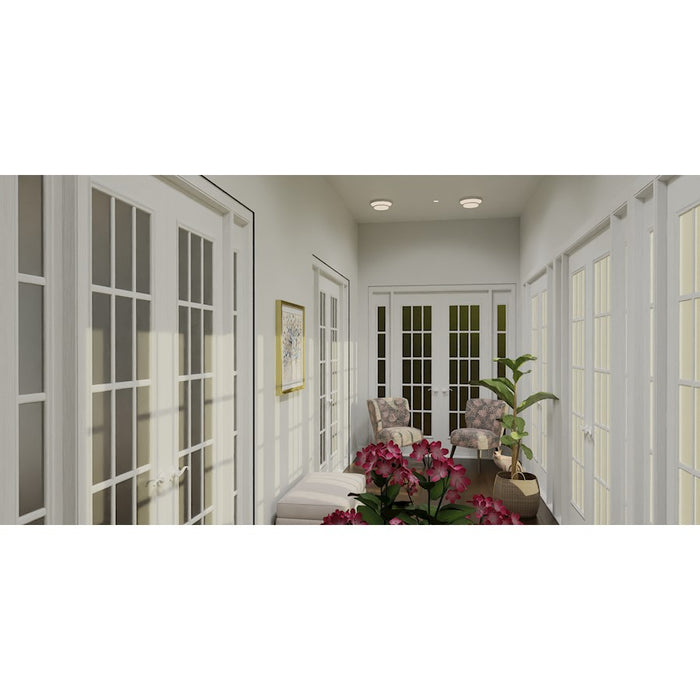 Quoizel Cromwell Flush Mount, Nickel/White Painted Etched