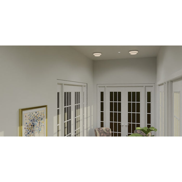 Quoizel Cromwell Flush Mount, Nickel/White Painted Etched