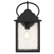 Quoizel Damian 15in 1-Light Outdoor Lantern | Traditional Matte Black and Clear Seedy Glass | Front Door & Porch | 7.5 x 6 x 15 in | Model DAM8307MBK