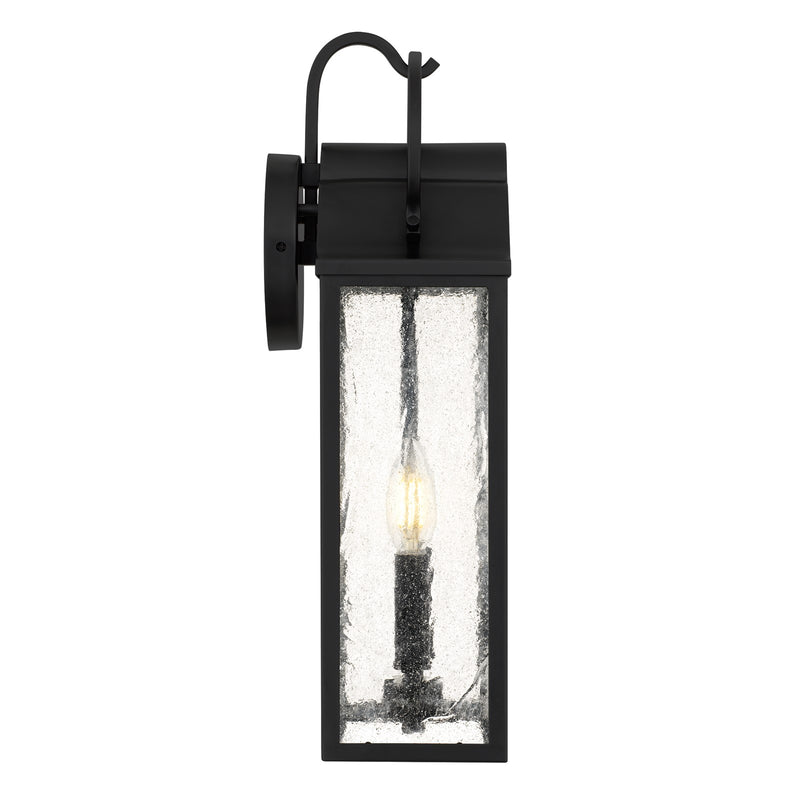 Quoizel Damian 18in 2-Light Outdoor Wall Lantern | Traditional Matte Black and Clear Seedy Glass | Front Door & Porch | Model DAM8407MBK