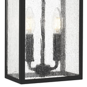 Quoizel Damian 18in 2-Light Outdoor Wall Lantern | Traditional Matte Black and Clear Seedy Glass | Front Door & Porch | Model DAM8407MBK