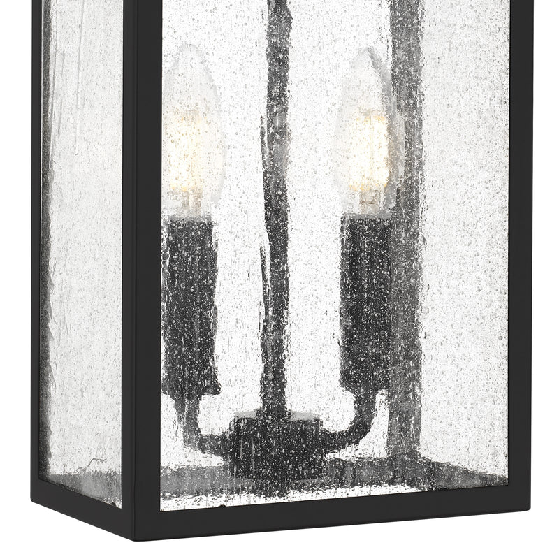 Quoizel Damian 18in 2-Light Outdoor Wall Lantern | Traditional Matte Black and Clear Seedy Glass | Front Door & Porch | Model DAM8407MBK