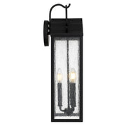 Quoizel Damian 22in 3-Light Outdoor Wall Lantern | Traditional Matte Black and Clear Seedy Glass | Front Door & Porch | Model DAM8408MBK
