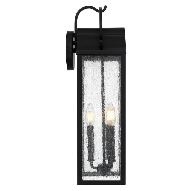 Quoizel Damian 22in 3-Light Outdoor Wall Lantern | Traditional Matte Black and Clear Seedy Glass | Front Door & Porch | Model DAM8408MBK