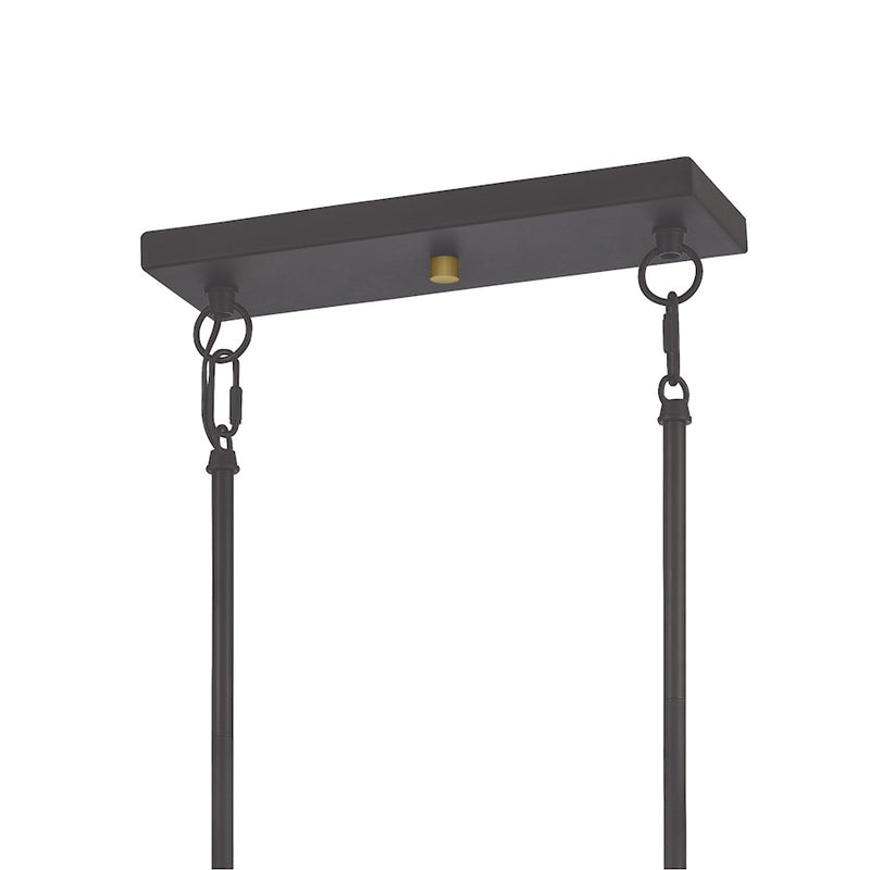 Quoizel Dobbs Linear 4 Light Chandelier, Old Bronze/Clear Glass