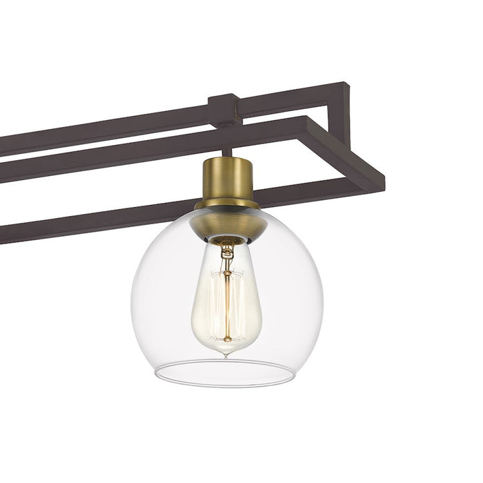 Quoizel Dobbs Linear 4 Light Chandelier, Old Bronze/Clear Glass