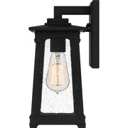 Quoizel Drescher 12.5in 1-Light Outdoor Wall Lantern | Modern Farmhouse Matte Black and Clear Seedy Glass | Front Door & Porch | Model DCH8405MBK