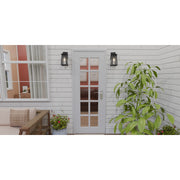 Quoizel Drescher 12.5in 1-Light Outdoor Wall Lantern | Modern Farmhouse Matte Black and Clear Seedy Glass | Front Door & Porch | Model DCH8405MBK